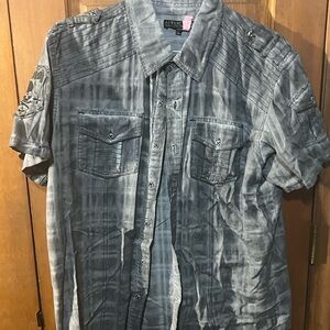 Affliction Men's Gray Short Sleeve Shirt